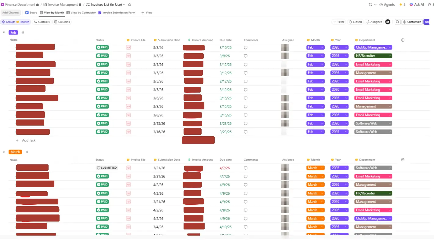 Contractor Finance System screenshot