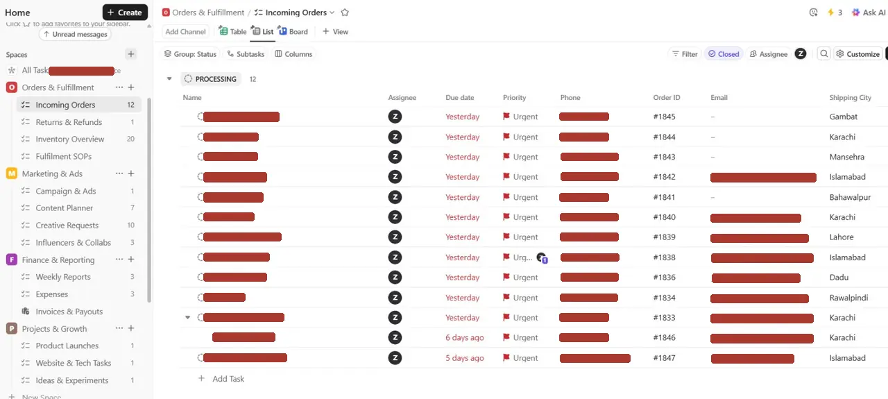 Ecommerce Operations System screenshot